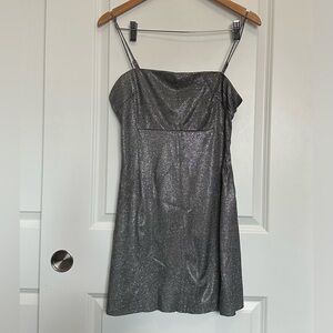 Urban Outfitters Grey Glitter Shimmer Mini Dress